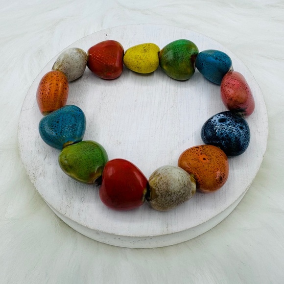 Bohemian Style Ceramic Bracelet Hearts - Picture 1 of 5
